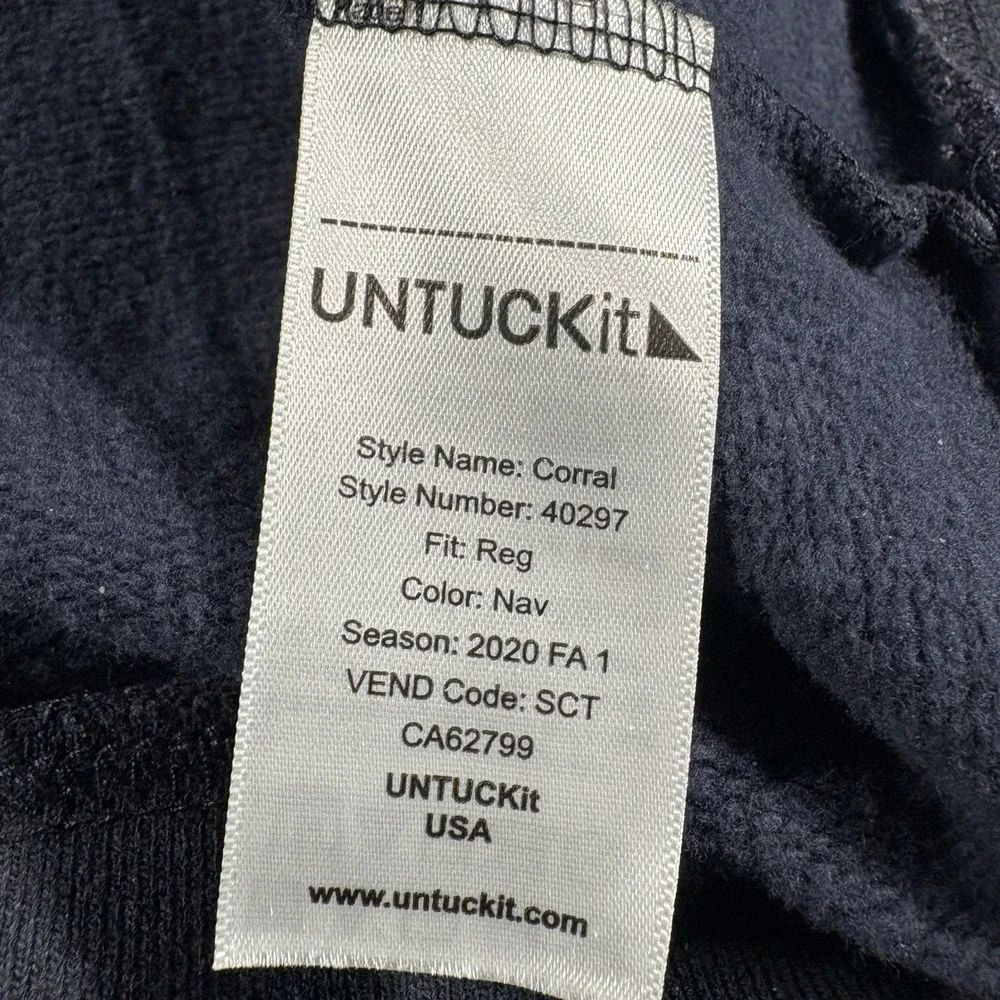 UNTUCKit Corral Quarter Zip Sweatshirt‎ Mens Large Navy Blue Regular Fit 40297